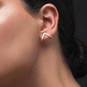 Golden Minimalist Triangle Stud Earrings